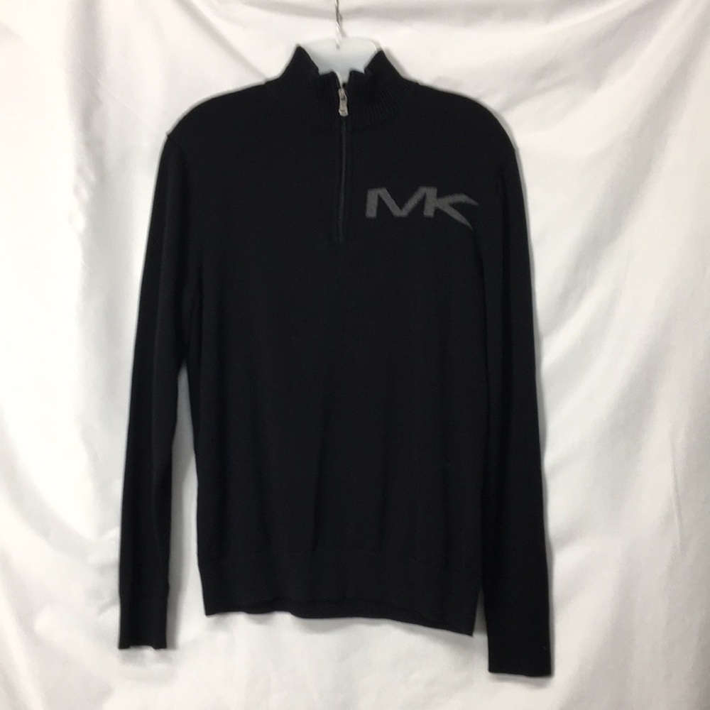 Michael Kors Mens Black Quarter Zip Jacket Size S Like-NEW Condition